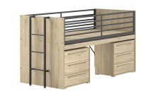 Hochbett >Sam< in Eiche Dekor, Holzwerkstoff - 219x116,6x98cm (BxHxT)