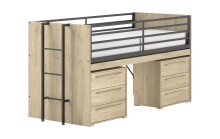 Hochbett >Sam< in Eiche Dekor, Holzwerkstoff -...
