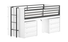 Hochbett >Sam< in Weiß Melamin Dekor, Holzwerkstoff - 219x116,6x98cm (BxHxT)