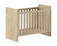 Babybett >Sam< in Eiche Melamin Dekor, Holzwerkstoff - 124,8x95,1x65,8cm (BxHxT)