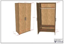 Drehtürenschrank >Sam< in Eiche Melamin Dekor - 100,5x199,2x59 (BxHxT)