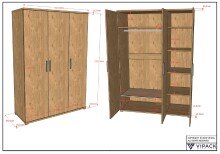 Drehtürenschrank >Sam< in Eiche Melamin Dekor - 150,5x199,2x59 (BxHxT)