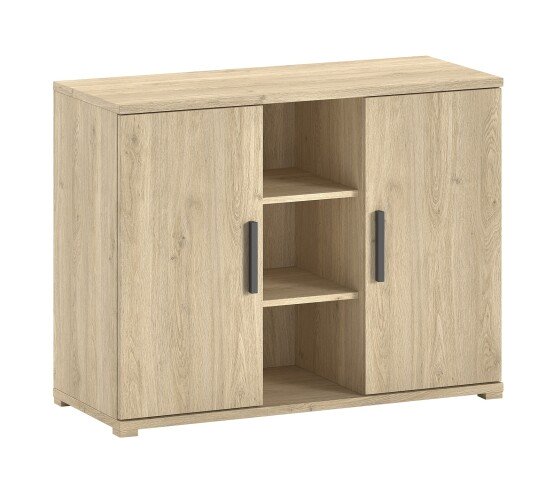 Kommode >Sam< in Eiche Melamin Dekor, Holzwerkstoff - 115,5x89x48cm (BxHxT)