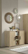 Kommode >Sam< in Eiche Melamin Dekor, Holzwerkstoff - 115,5x89x48cm (BxHxT)