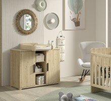 Wickelkommode >Sam< in Eiche Melamin Dekor - 115,5x99x72,2 (BxHxT)