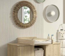 Wickelaufsatz >Sam< in Eiche Melamin Dekor, Holzwerkstoff - 53x15x72,2cm (BxHxT)