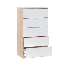 Hochkommode >CHEST< in Weiß / Canadian Eiche Dekor - 60x110x40 (BxHxT)