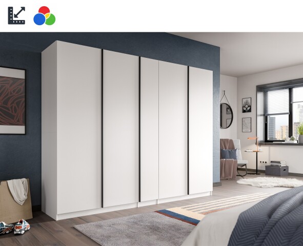 Kleiderschrank >Oakland< in Weiß - 230x183x53cm (BxHxT)