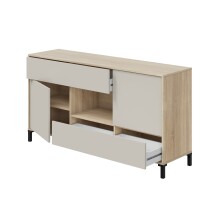Sideboard >NAPOLI II< in Eiche Dekor / Kaschmir - 151x80x41 (BxHxT)