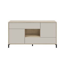 Sideboard >NAPOLI II< in Eiche Dekor / Kaschmir - 151x80x41 (BxHxT)