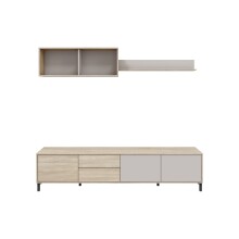 Wohnwand >SALON< (3-tlg.) in Eiche Dekor / Kaschmir - 200x46,5x40 (BxHxT)