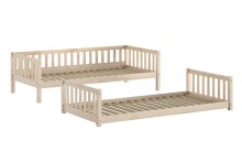 Etagenbett >Ronald< in Kiefer Natur lackiert - 210x121,5x129 (BxHxT)
