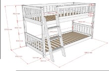 Etagenbett >Ronald< in Kiefer Natur lackiert - 210x121,5x129 (BxHxT)