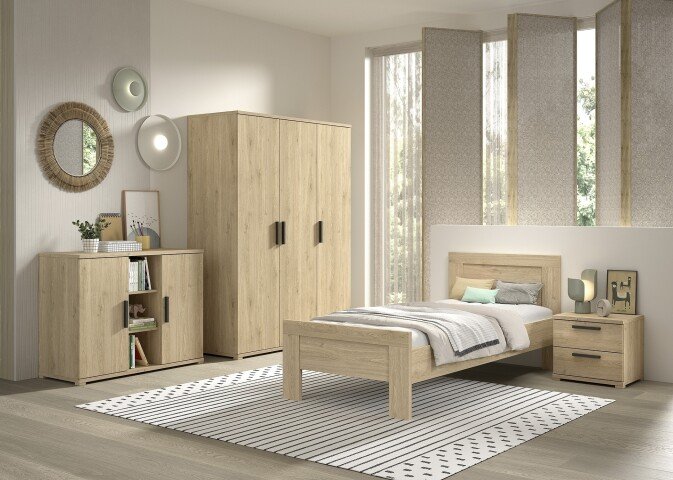 Schlafzimmer-Set >Sam< (4-teilig) in Eiche Melamin Dekor, Holzwerkstoff