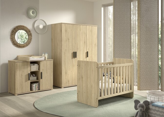 Babymöbel-Set >Sam< (4-teilig) in Eiche Melamin Dekor - 100,5x199,2x59 (BxHxT)