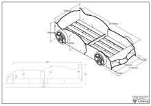 Autobett >Max< in Rot, Holzwerkstoff - 229x58x114cm (BxHxT)