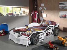 Autobett >Max< in Weiß, Holzwerkstoff - 229x58x114cm (BxHxT)