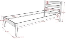 Einzelbett >Pino< in Kiefer weiß lackiert, Kiefer massiv - 211x84,4x97,5 (BxHxT)