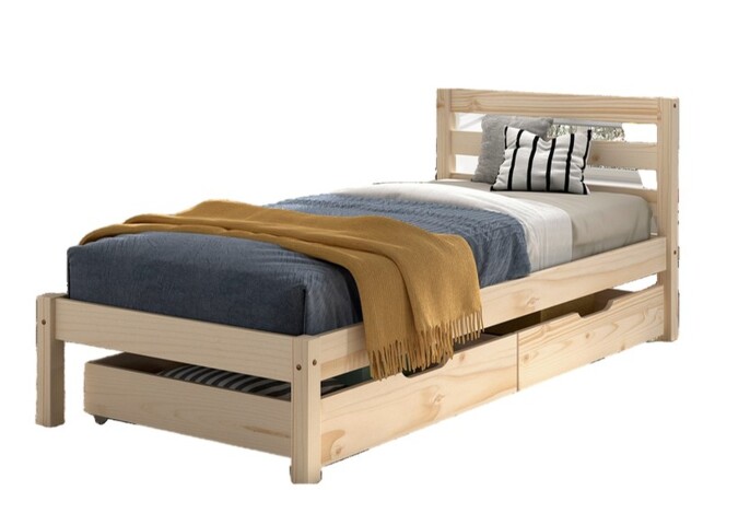 Stauraumbett >Pino< in Kiefer natur lackiert - 211x84,4x97,5 (BxHxT)