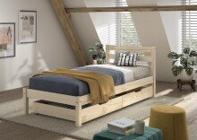 Stauraumbett >Pino< in Kiefer natur lackiert -...
