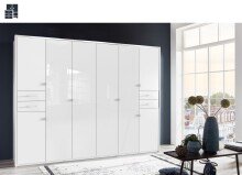 Drehtürenschrank >Danzig< in WEISS + GLAS...