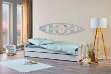 Massivholzbett >SURF< in Weiß - 96,4x52,5x208...