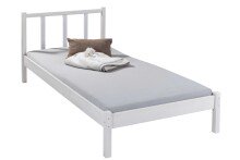 Massivholzbett >Fredy< in Weiß - 96,5x80x208...
