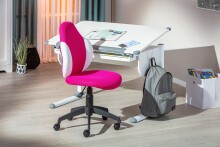 Schreibtischstuhl >JESSI< in Himbeer/Weiß, Mesh - 52x103,5x56 (BxHxT)