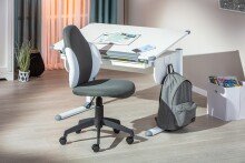 Schreibtischstuhl >JESSI< in Grau/Weiß, Mesh - 52x103,5x56cm (BxHxT)
