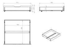 Massivholzbett >Pino< Rollrost / Schübe, Kiefer weiß lackiert - 211x84,4x97,5 (BxHxT)