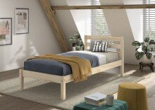 Massivholzbett >Pino< in Kiefer natur lackiert - 211x84,4x97,5 (BxHxT)