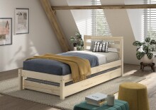 Stauraumbett >Pino< in Kiefer natur lackiert - 211x84,4x97,5 (BxHxT)