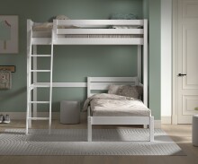 Hochbett >Pino< in Kiefer massiv weiß lackiert - 209x190x211cm (BxHxT)