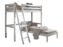 Hochbett >Pino< in Kiefer massiv weiß lackiert - 209x190x211cm (BxHxT)