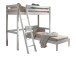 Hochbett >Pino< in Kiefer massiv weiß lackiert - 209x190x211cm (BxHxT)