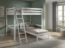Hochbett >Pino< in Kiefer weiß lackiert,...