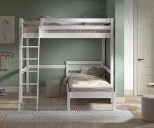Hochbett >Pino< in Kiefer weiß lackiert, Kiefer massiv - 211x190x215cm (BxHxT)