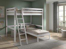 Hochbett >Pino< in Kiefer weiß lackiert, Kiefer massiv - 211x190x215cm (BxHxT)
