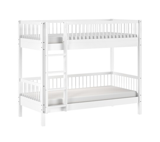 Etagenbett >Buche massiv< in Weiß, Buche massiv - 207,5x175,4x97,5cm (BxHxT)