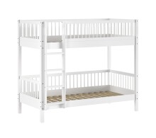 Etagenbett >Buche massiv< in Weiß, Buche massiv - 207,5x175,4x97,5cm (BxHxT)