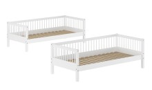 Etagenbett >Buche massiv< in Weiß, Buche massiv - 207,5x175,4x97,5cm (BxHxT)