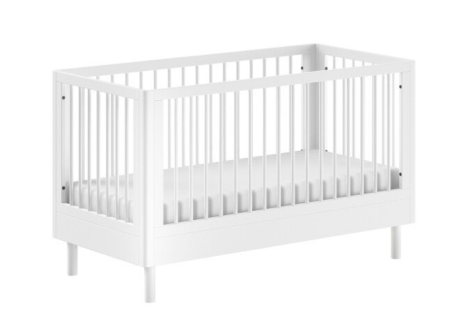 Babybett >Buche massiv< in weiß lackiert - 144,4x88x74 (BxHxT)