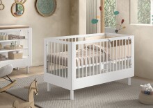 Babybett >Buche massiv< in weiß lackiert -...
