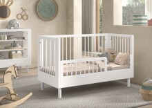 Babybett >Buche massiv< in weiß lackiert - 144,4x88x74 (BxHxT)