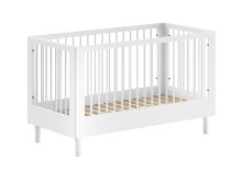 Babybett >Buche massiv< in weiß lackiert - 144,4x88x74 (BxHxT)