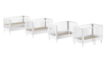 Babybett >Buche massiv< in weiß lackiert - 144,4x88x74 (BxHxT)