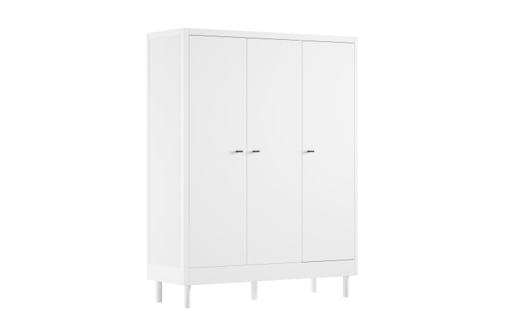 Drehtürenschrank >Buche massiv< in weiß lackiert - 146x190x55 (BxHxT)