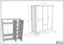 Drehtürenschrank >Buche massiv< in weiß lackiert - 146x190x55 (BxHxT)