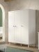 Drehtürenschrank >Buche massiv< in weiß lackiert - 146x190x55 (BxHxT)