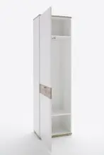 Garderobenschrank >Clayborn< in weiss / Wotan-Eiche...